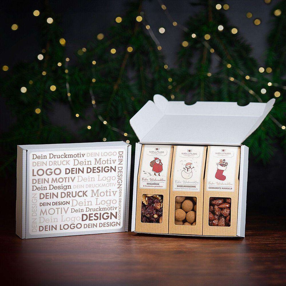 Geschenkkarton mit drei Snacks